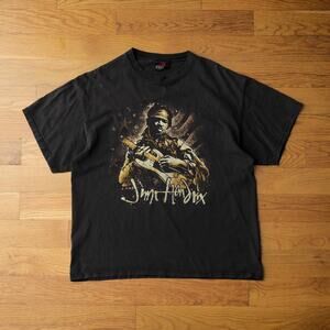 Vintage 2000s Zion Rootswear Jimi Hendrix Graphic T-shirt Size XL Black Band Tee